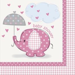 16 servilletas rosas (33x33 cm) - Umbrellaphants Pink