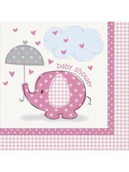 16 servilletas rosas (33x33 cm) - Umbrellaphants Pink