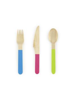 18 cubiertos multicolor de madera - Monster Collection
