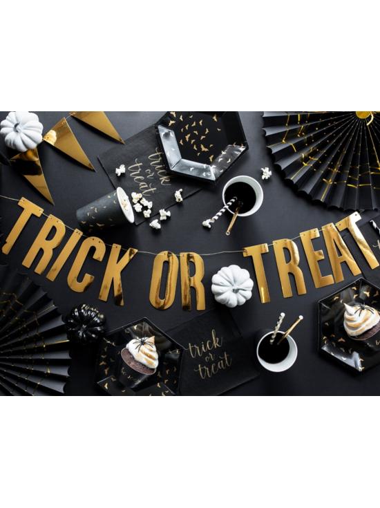 2 Abanicos de papel decorativos negros con araña dorada (32-40 cm) - Trick or Treat Collection