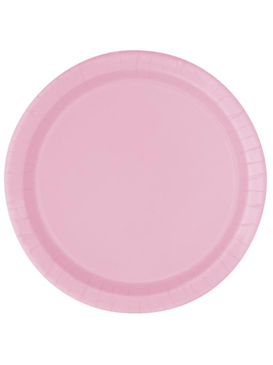 20 platos pequeños rosa claro (18 cm) - Línea Colores Básicos