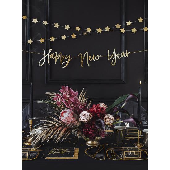 20 servilletas Fin de Año Happy New Year negras y doradas (33 x 33 cm) - New Year's Eve Collection
