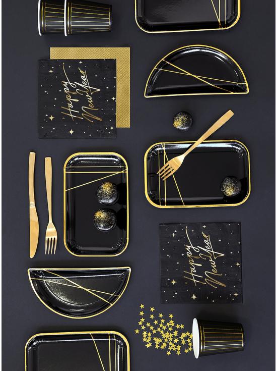 20 servilletas Fin de Año Happy New Year negras y doradas (33 x 33 cm) - New Year's Eve Collection