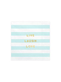 20 servilletas azul pastel con estampado "Live Laugh Love" de papel (33x33 cm) - Yummy