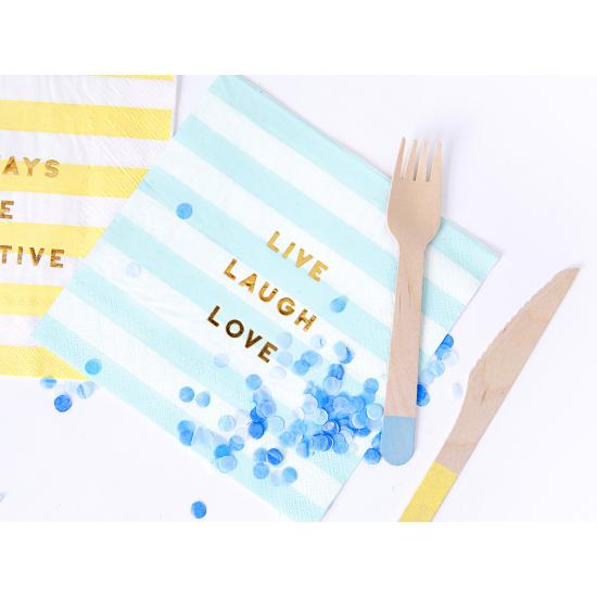 20 servilletas azul pastel con estampado "Live Laugh Love" de papel (33x33 cm) - Yummy
