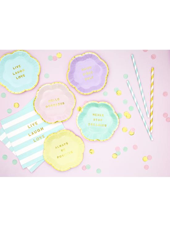 20 servilletas azul pastel con estampado "Live Laugh Love" de papel (33x33 cm) - Yummy