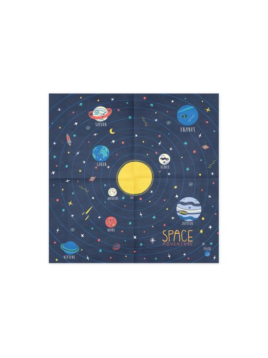 20 servilletas azules con estampado "Space Adventure" de papel (33x33 cm) - Space Party
