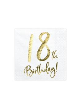 20 servilletas blancas "18th Birthday" de papel (33x33 cm) - Milestone birthday