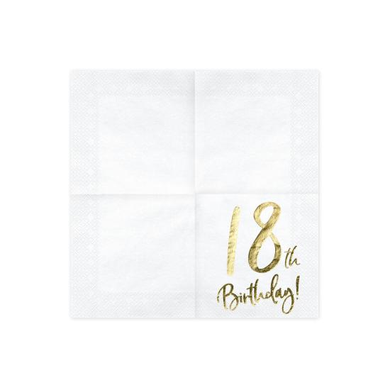 20 servilletas blancas "18th Birthday" de papel (33x33 cm) - Milestone birthday
