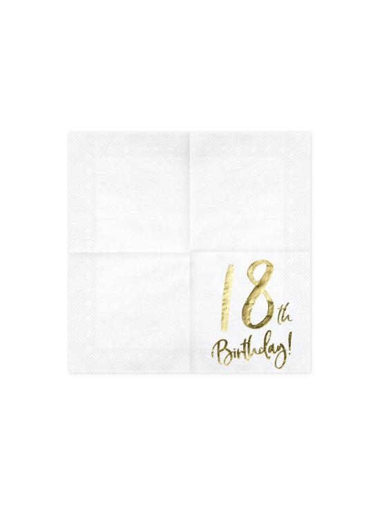 20 servilletas blancas "18th Birthday" de papel (33x33 cm) - Milestone birthday