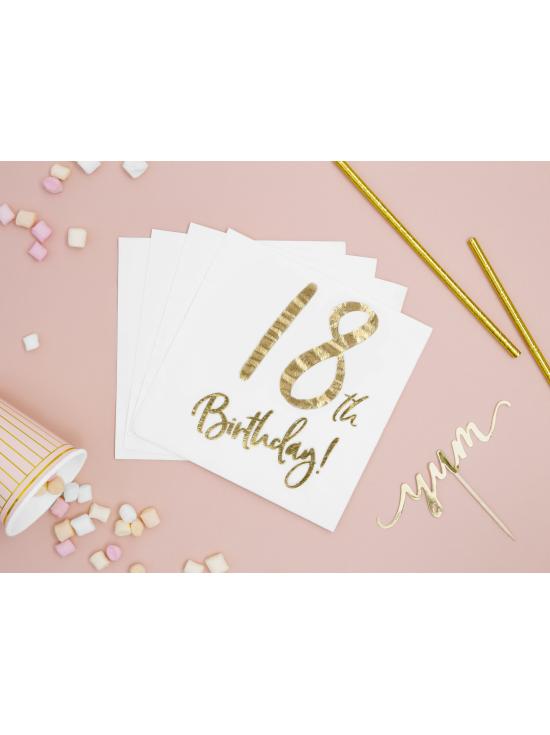 20 servilletas blancas "18th Birthday" de papel (33x33 cm) - Milestone birthday