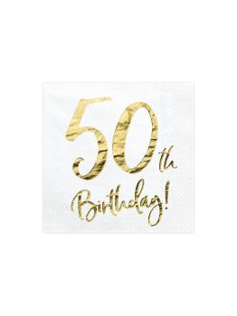 20 servilletas blancas "50th Birthday" de papel (33x33 cm) - Milestone birthday
