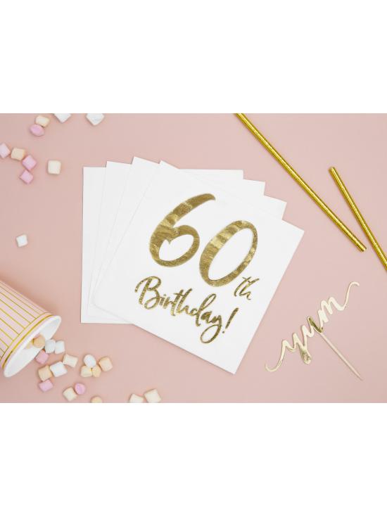 20 servilletas blancas "60th Birthday" de papel (33x33 cm) - Milestone birthday