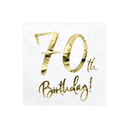 20 servilletas blancas "70th Birthday" de papel (33x33 cm) - Milestone birthday