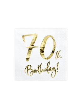 20 servilletas blancas "70th Birthday" de papel (33x33 cm) - Milestone birthday