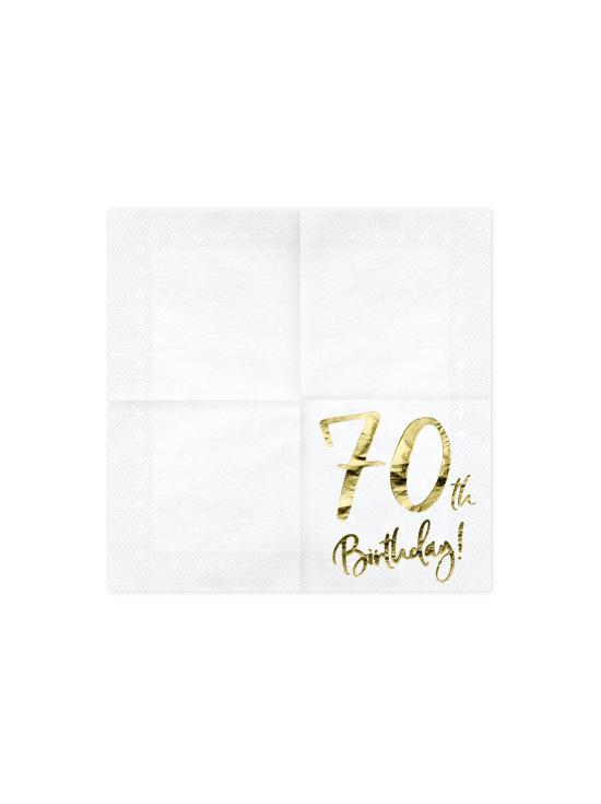 20 servilletas blancas "70th Birthday" de papel (33x33 cm) - Milestone birthday