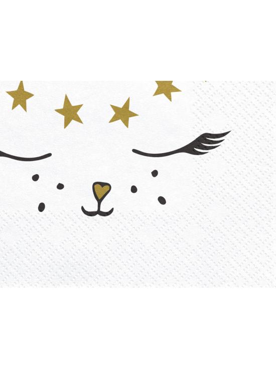 20 servilletas blancas con estampado de gato de papel (33x33 cm) - Meow Party
