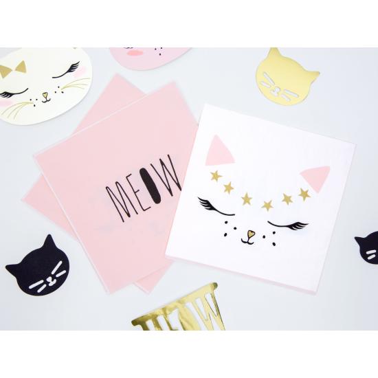 20 servilletas blancas con estampado de gato de papel (33x33 cm) - Meow Party 20 servilletas blancas con estampado de gato de papel (33x33 cm) - Meow Party
