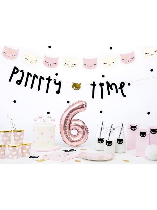 20 servilletas blancas con estampado de gato de papel (33x33 cm) - Meow Party