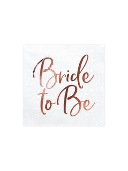 20 servilletas blancas con estampado en oro rosa "Bride To Be" de papel (33x33 cm) - Rose Gold Bride To Be