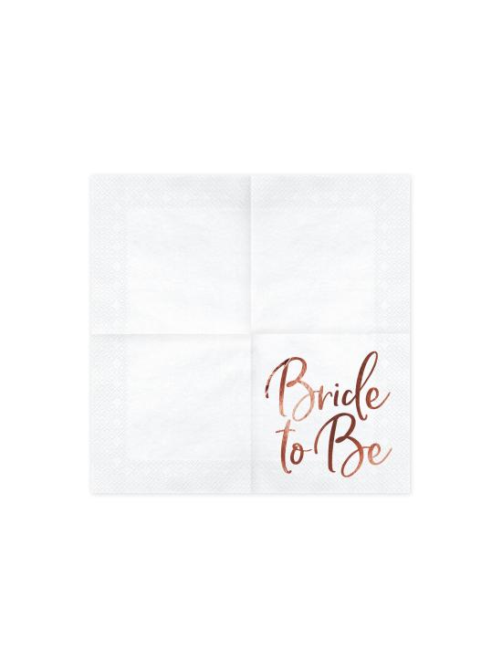 20 servilletas blancas con estampado en oro rosa "Bride To Be" de papel (33x33 cm) - Rose Gold Bride To Be