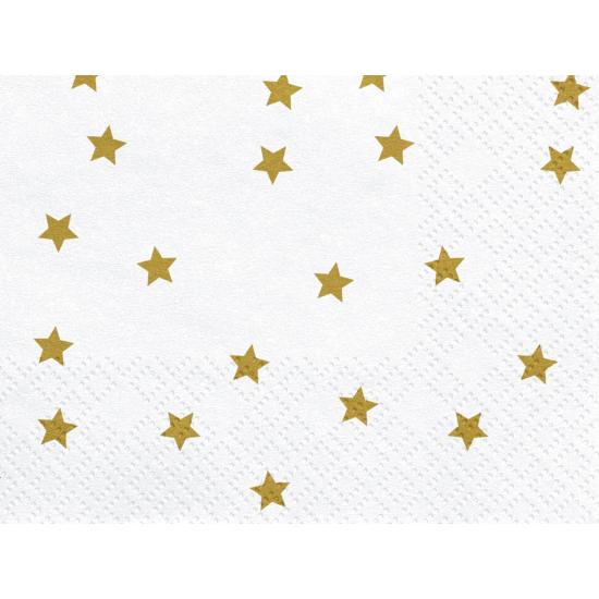 20 servilletas blancas con estrellas doradas de papel (33x33 cm) 20 servilletas blancas con estrellas doradas de papel (33x33 cm)