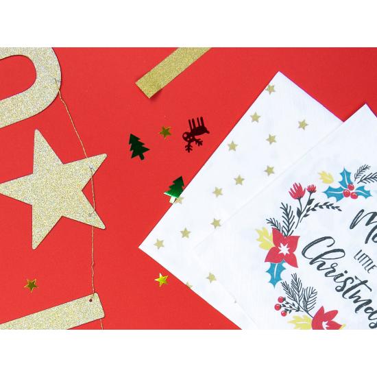 20 servilletas blancas con estrellas doradas de papel (33x33 cm) 20 servilletas blancas con estrellas doradas de papel (33x33 cm)