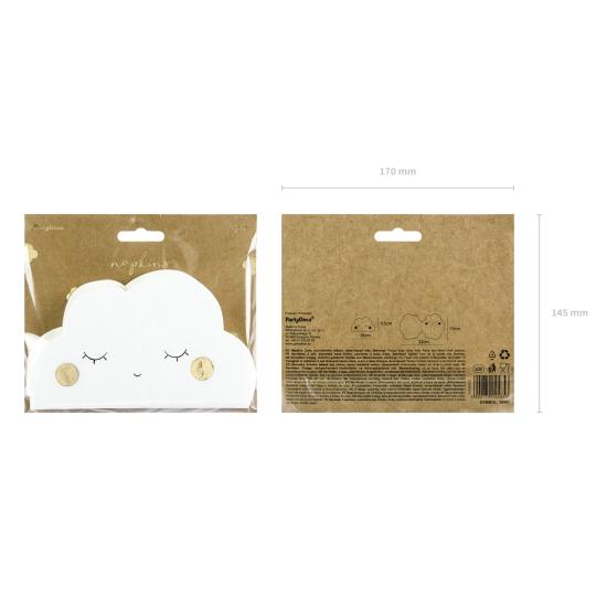 20 servilletas blancas con forma de nube de papel (32x19 cm) - Golden Sky