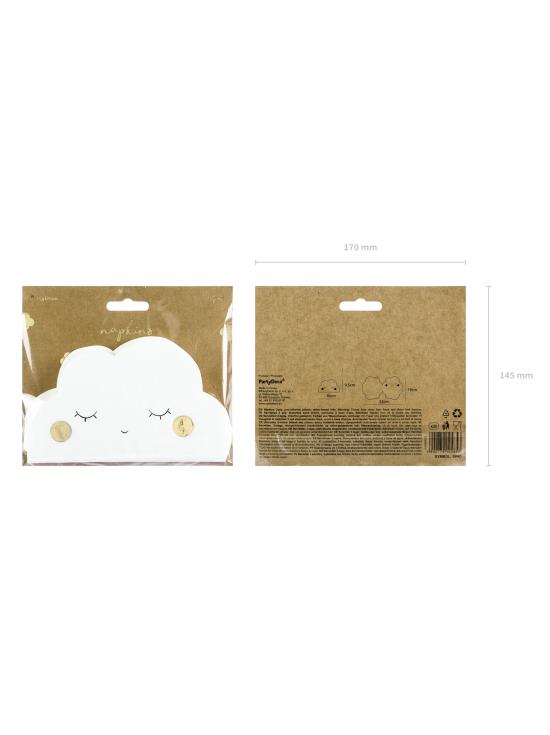 20 servilletas blancas con forma de nube de papel (32x19 cm) - Golden Sky