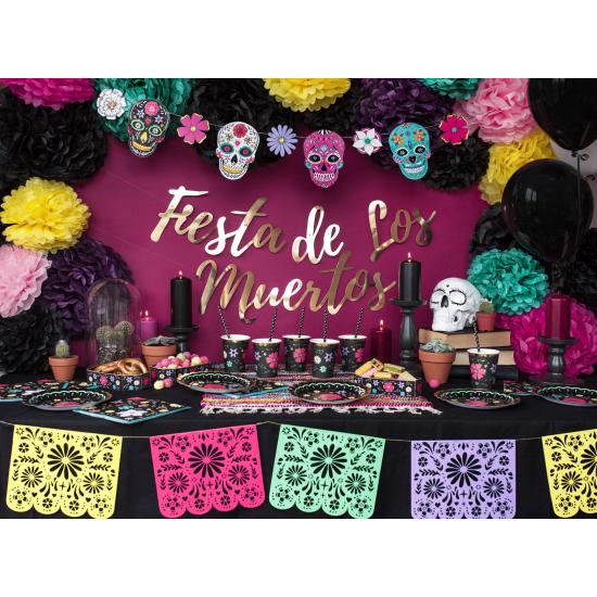 20 servilletas negra con estampado de flores de papel (33x33 cm) - Dia de Los Muertos Collection