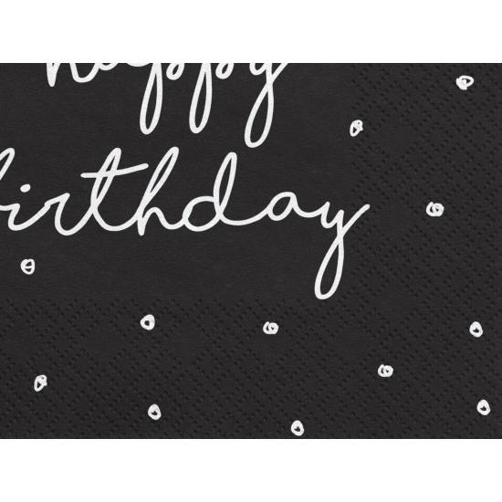 20 servilletas negras "Happy Birthday" de papel (33x33 cm) - Happy Birthday