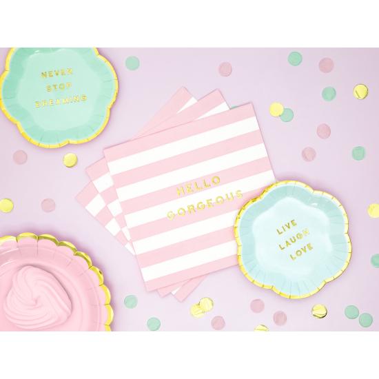 20 servilletas rosa pastel con estampado "Hello Gorgeous" de papel (33x33 cm) - Yummy
