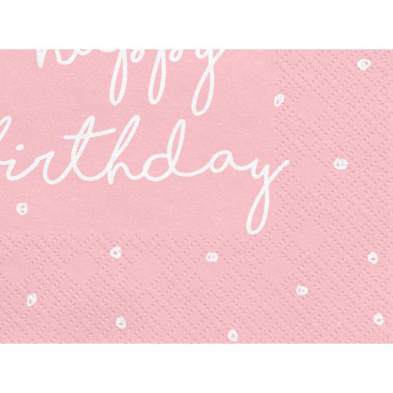 20 servilletas rosas "Happy Birthday" de papel (33x33 cm) - Happy Birthday
