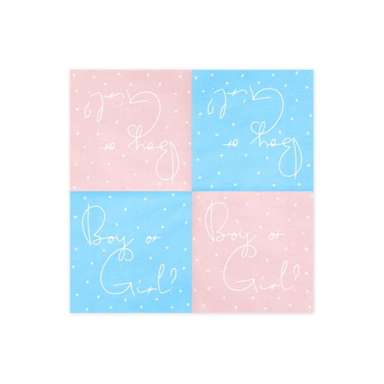 20 servilletas rosas y azules "Boy Or Girl" de papel (33x33 cm) - Gender Reveal Party