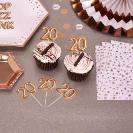 20 toppers decorativos "20" en oro rosa - Glitz & Glamour Pink & Rose Gold