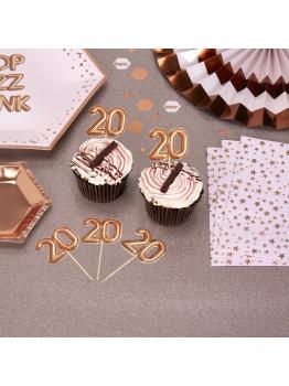 20 toppers decorativos "20" en oro rosa - Glitz & Glamour Pink & Rose Gold