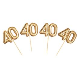 20 toppers decorativos "40" en dorado - Glitz & Glamour Black & Gold