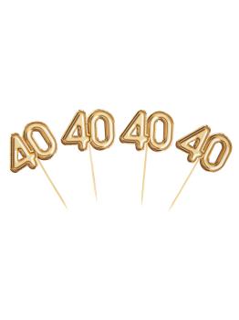 20 toppers decorativos "40" en dorado - Glitz & Glamour Black & Gold
