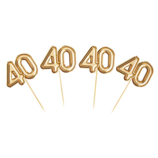 20 toppers decorativos "40" en dorado - Glitz & Glamour Black & Gold