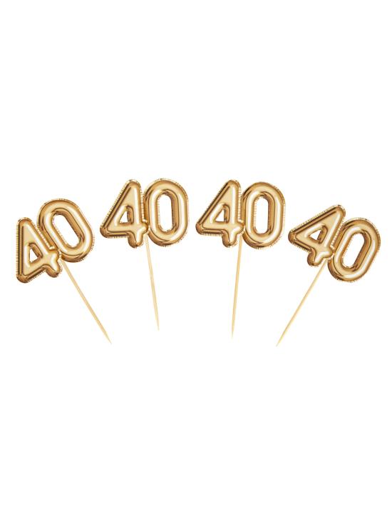 20 toppers decorativos "40" en dorado - Glitz & Glamour Black & Gold