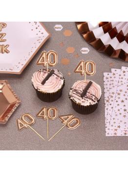 20 toppers decorativos "40" en oro rosa - Glitz & Glamour Pink & Rose Gold
