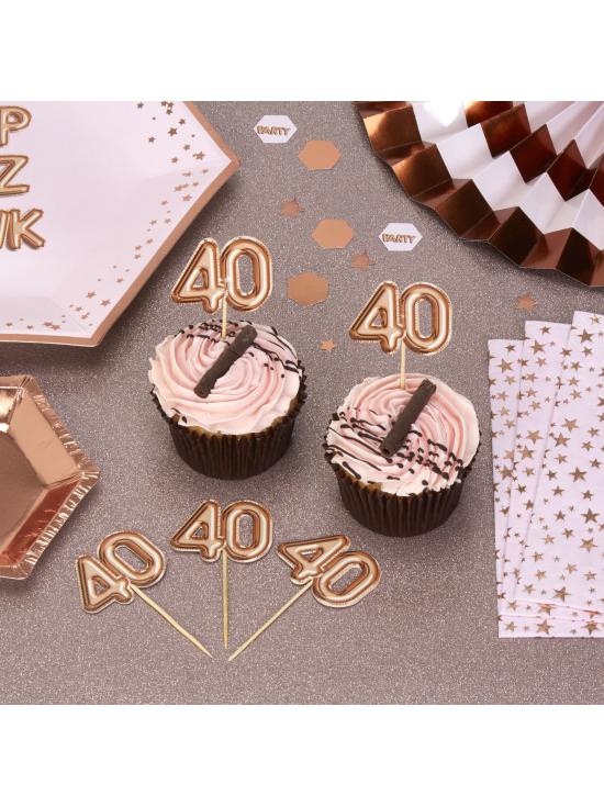 20 toppers decorativos "40" en oro rosa - Glitz & Glamour Pink & Rose Gold