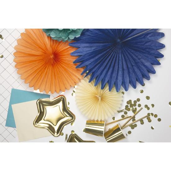 3 Abanicos de papel decorativos azul oscuro (20-30-40 cm)