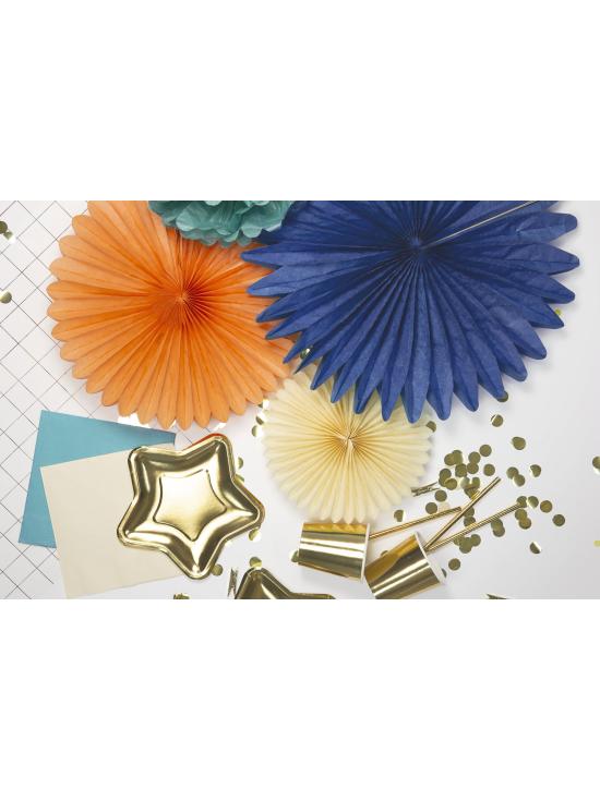 3 Abanicos de papel decorativos azul oscuro (20-30-40 cm)