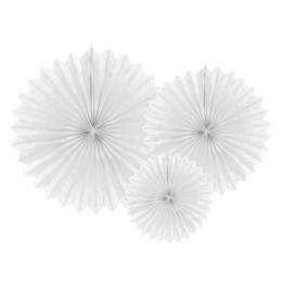 3 Abanicos de papel decorativos blancos (20-30-40 cm)