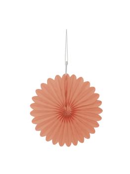 3 Abanicos de papel decorativos coral (15,2 cm) - Línea Colores Básicos