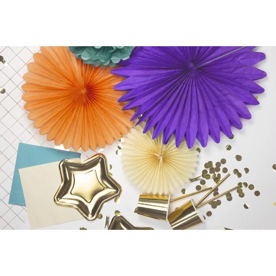 3 Abanicos de papel decorativos morados (25-20-30 cm)