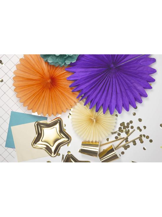 3 Abanicos de papel decorativos morados (25-20-30 cm)