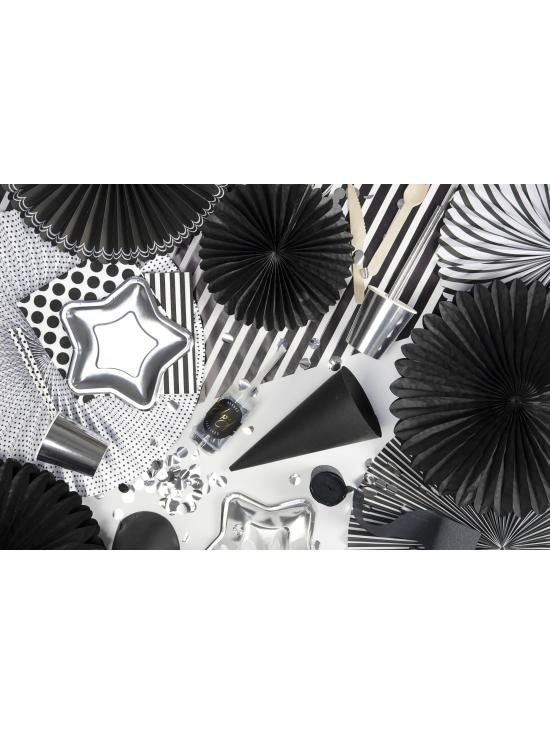3 Abanicos de papel decorativos negros (20-30-40 cm)