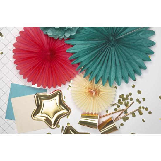 3 Abanicos de papel decorativos rojos (20-30-40 cm)